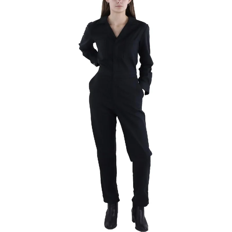 women's jumpsuits with round necksZ Supply Womens Monday Woven Long Sleeves Jumpsuit