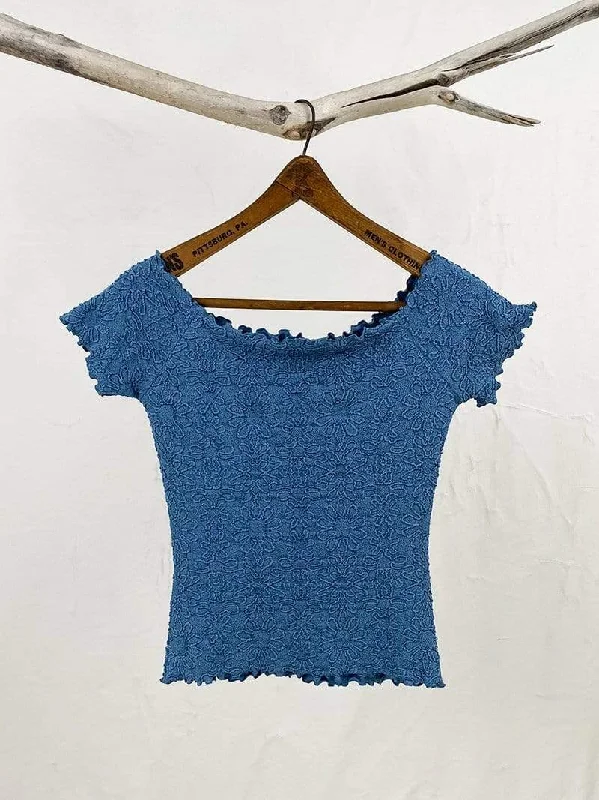 women's tops for relaxed weekendsHaystacks Provincial Blue Razy Brazilian Textured Ballet Top