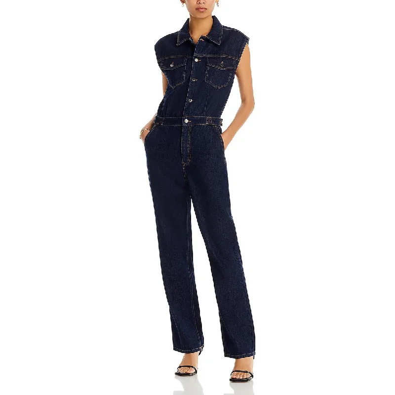 women's jumpsuits with checkered designsPistola Womens Denim Sleeveless Jumpsuit