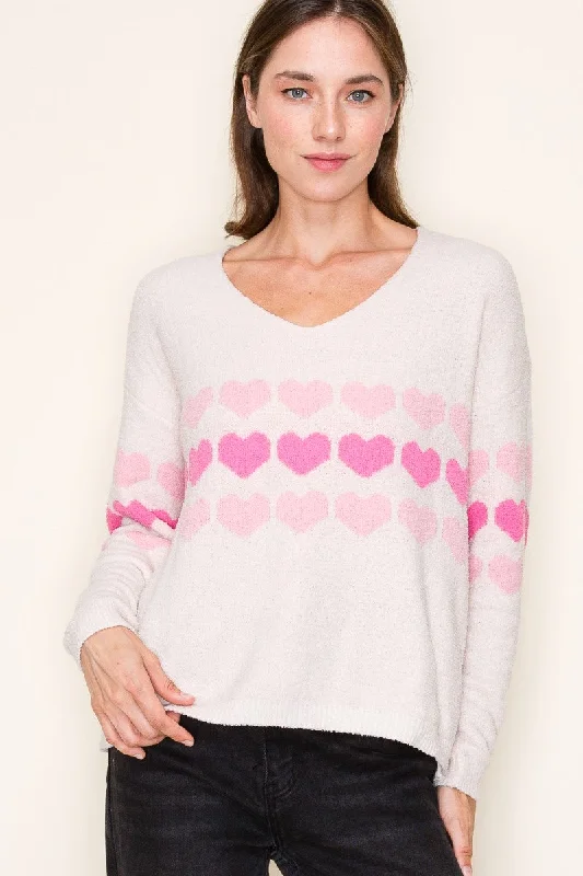 women's tops for those who refuse to compromise on styleSoft Hearts V-neck Sweater