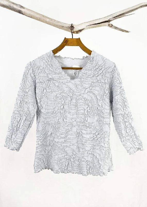 women's tops with flutter sleevesSilver Promp Surreal Textured Top