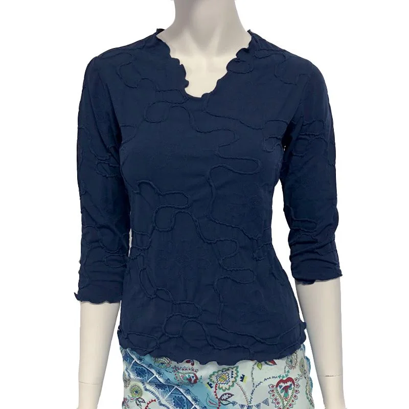 women's stylish topsNavy Conduit Surreal Textured Top