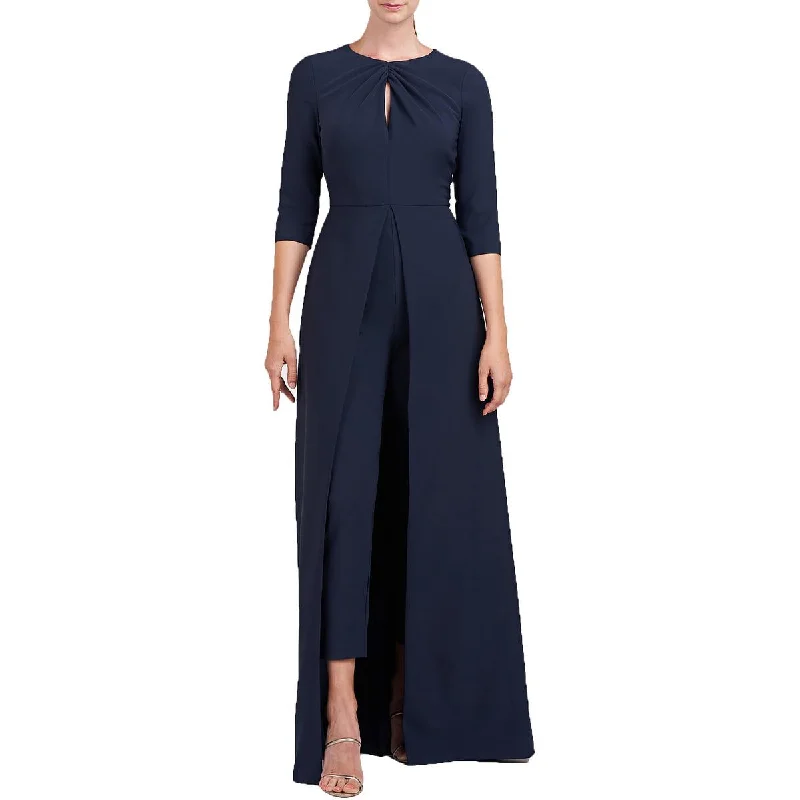 women's jumpsuits with Peter Pan collarsKay Unger New York Womens Cropped Leg 3/4 Sleeve Jumpsuit