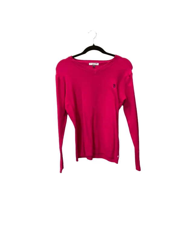 women's long sleeve tops with distressed finishesTop Long Sleeve By Us Polo Assoc In Pink, Size: M