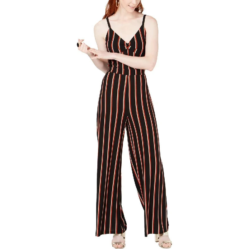 women's jumpsuits for beach outingsBar III Womens Striped Twist Front Jumpsuit