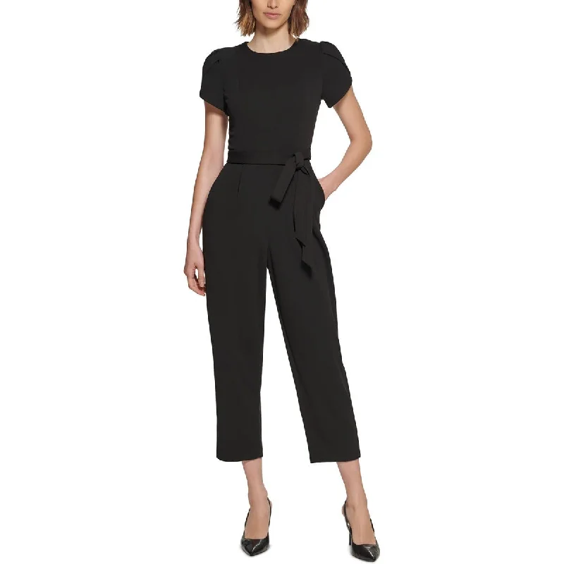 women's jumpsuits with cinched waistsCalvin Klein Womens Panel Tulip Sleeve Jumpsuit