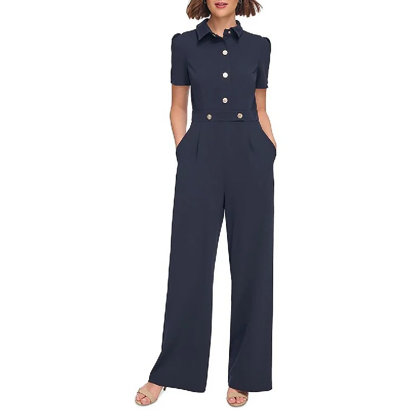 women's jumpsuits for eco-friendly choicesTommy Hilfiger Womens Button Front Zipper Closure Jumpsuit