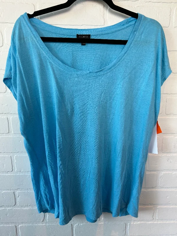 stylish women's T-shirtsBlue Top Short Sleeve Basic Talbots, Size L