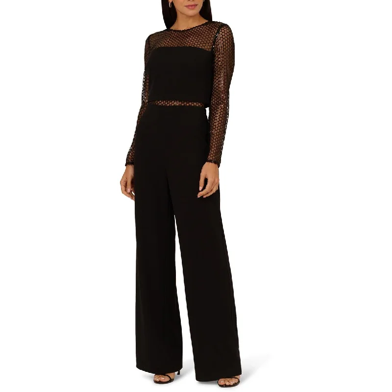 women's jumpsuits made of laceAdrianna Papell Womens Sequined Mesh Jumpsuit