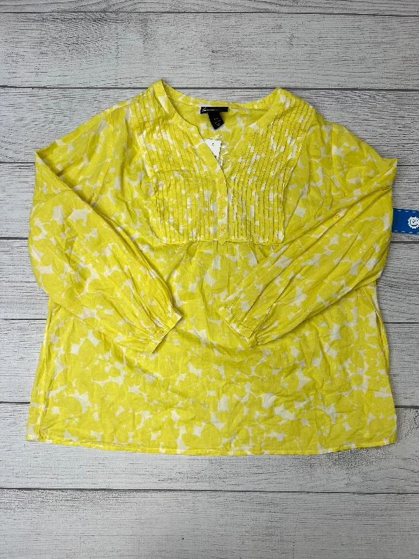 women's long sleeve tops for the officeTop Long Sleeve By Lane Bryant In Yellow, Size: 3x