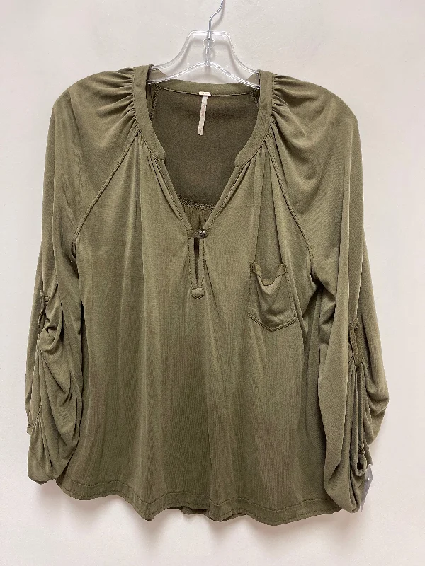 women's long sleeve tops with fleece liningTop Long Sleeve By Free People In Green, Size: Xs