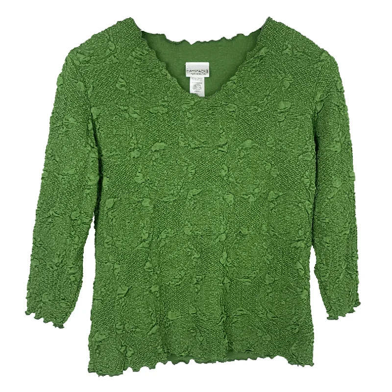 women's tops for layeringPalm Green Lyrac Jacquard Knit Surreal Top