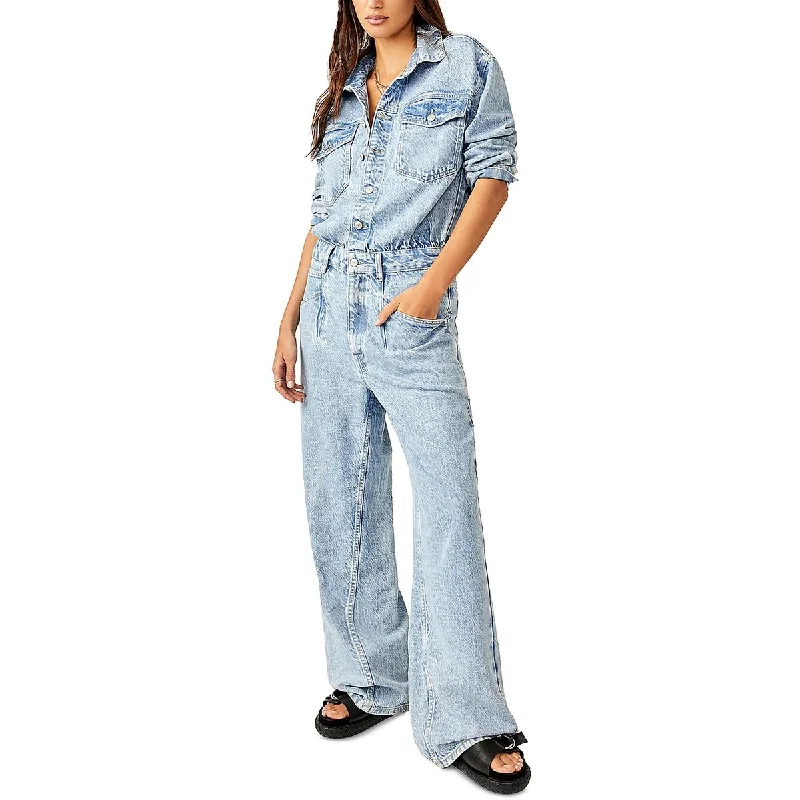 women's jumpsuits for apple-shaped bodiesWe The Free Womens Denim Relaxed Fit Jumpsuit