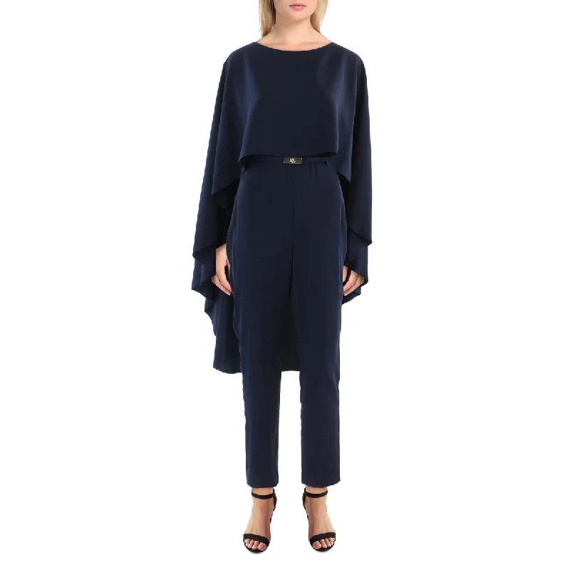 women's jumpsuits with flutter sleevesLauren Ralph Lauren Womens Okiony Drapey Cape Sleeve Jumpsuit