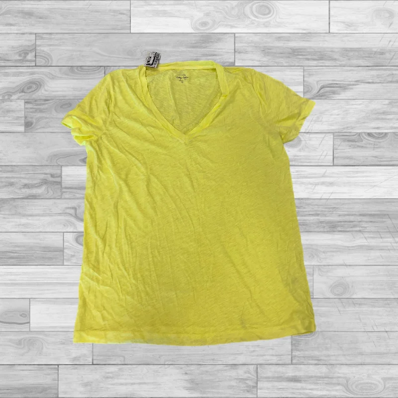 women's T-shirts with loose fitsYellow Top Short Sleeve Basic J. Crew, Size Xl