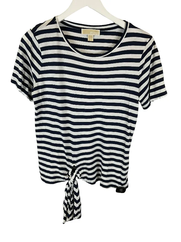 women's T-shirts with loose fitsStriped Pattern Top Short Sleeve Michael By Michael Kors, Size L