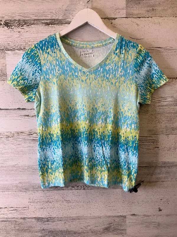 women's T-shirts with tall fitsBlue & Green Top Short Sleeve Studio Works, Size S