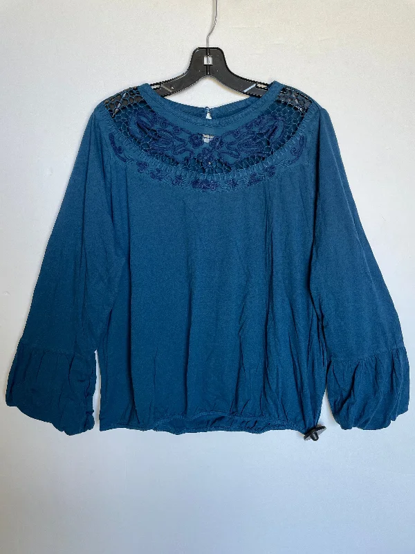 women's long sleeve tops with curvy cutsTop Long Sleeve By Soft Surroundings In Teal, Size: Xl