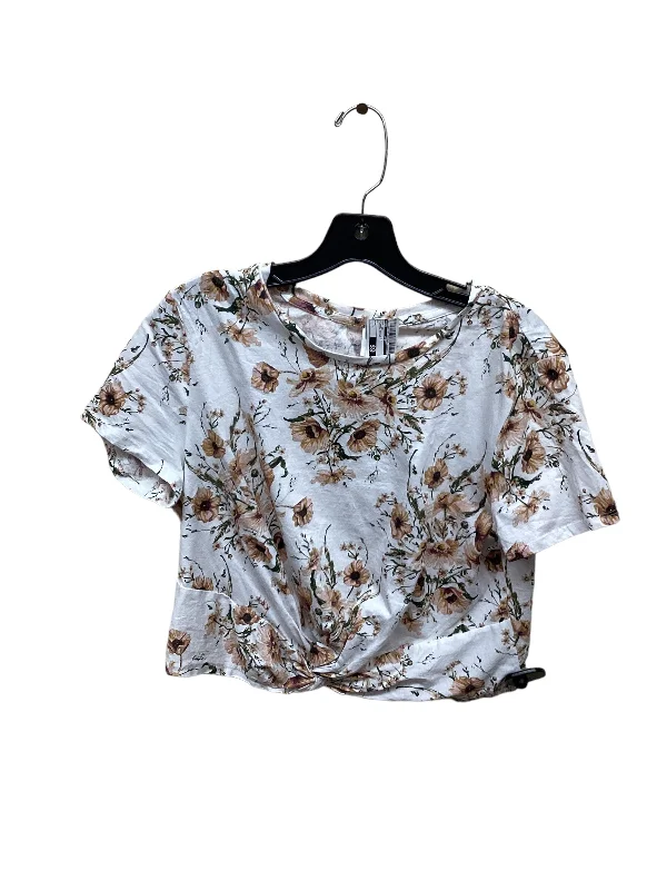 vibrant women's T-shirtsFloral Print Top Short Sleeve H&m, Size L