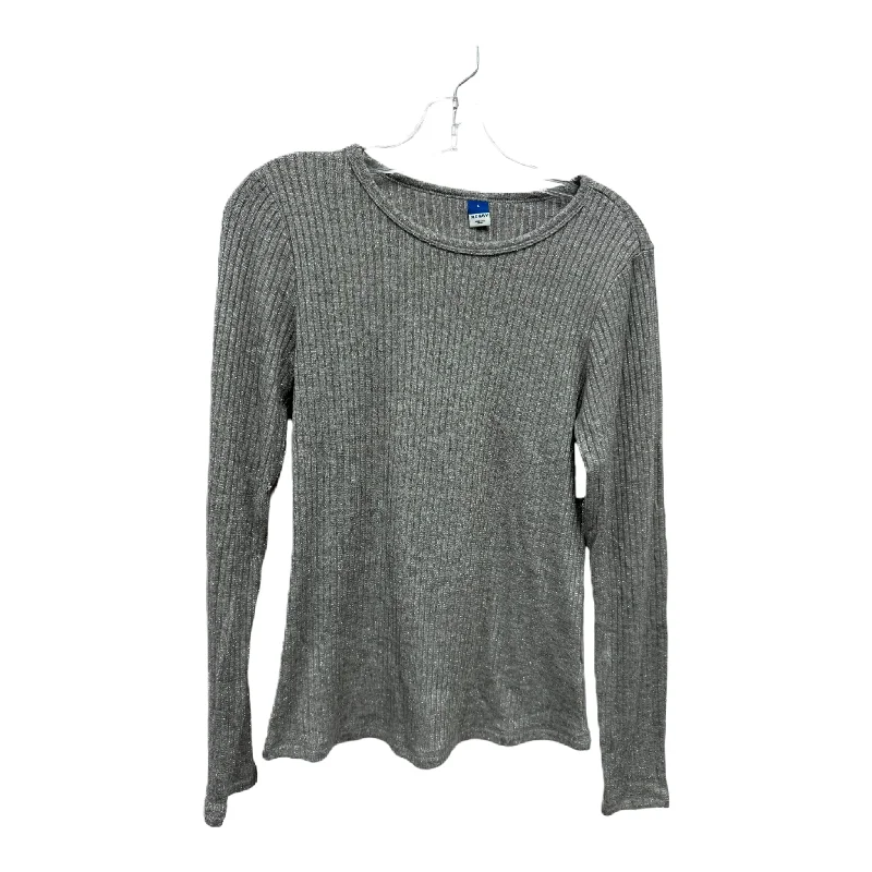 women's long sleeve tops with lace detailsTop Long Sleeve By Old Navy In Grey, Size: L