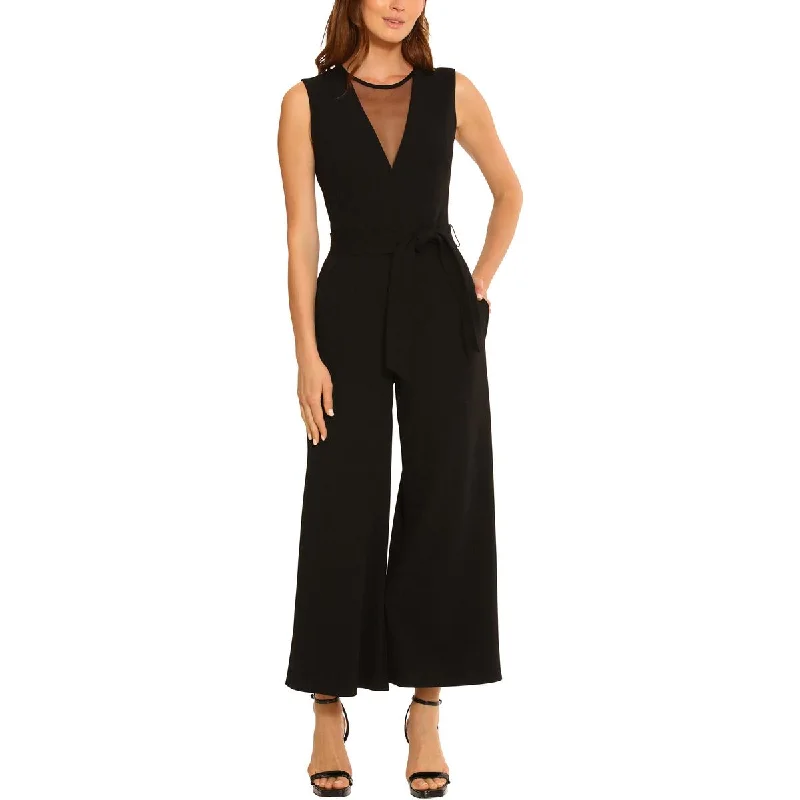 women's jumpsuits with Peter Pan collarsMaggy London Womens Belted V-Neck Jumpsuit