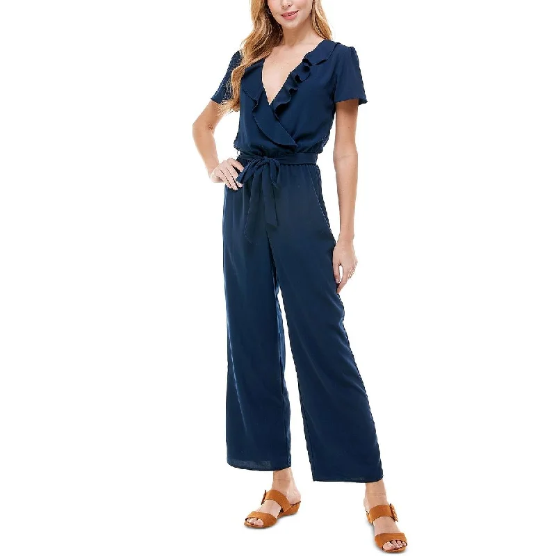 women's chic jumpsuitsKingston Grey Womens Ruffled Flutter Sleeve Jumpsuit