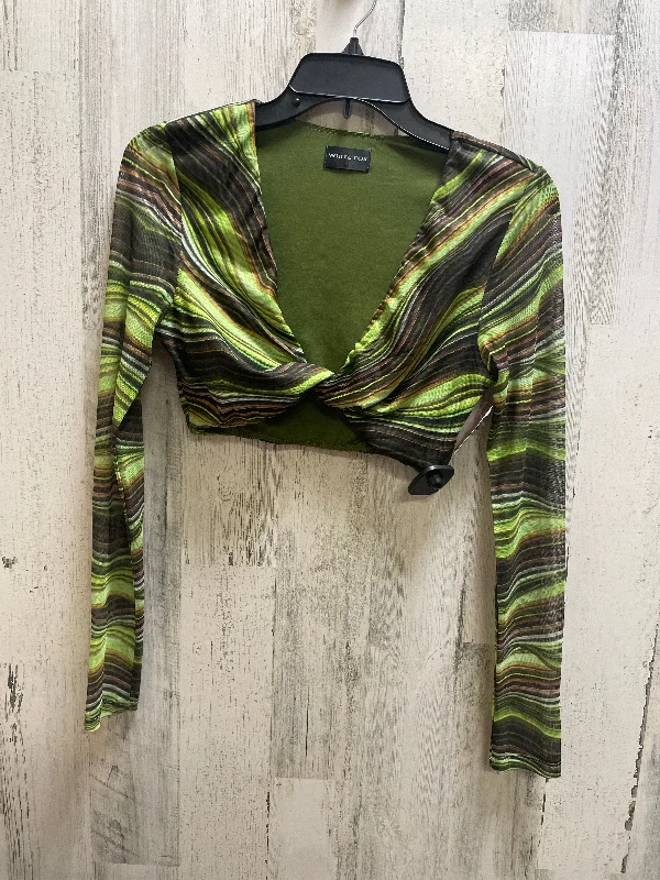 women's long sleeve tops with scoop necksTop Long Sleeve By Clothes Mentor In Green, Size: S