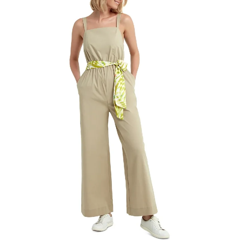 women's jumpsuits for wrinkle-resistant materialsH Halston Womens Ruched Square Neck Jumpsuit