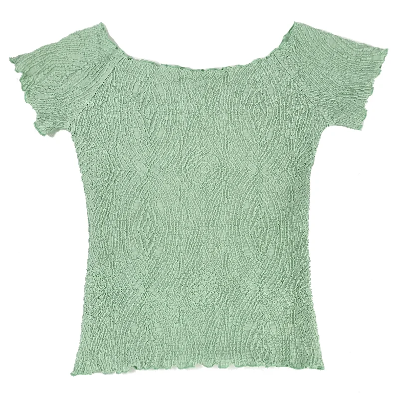 satin women's topsCameo Green Plan Textured Ballet Top