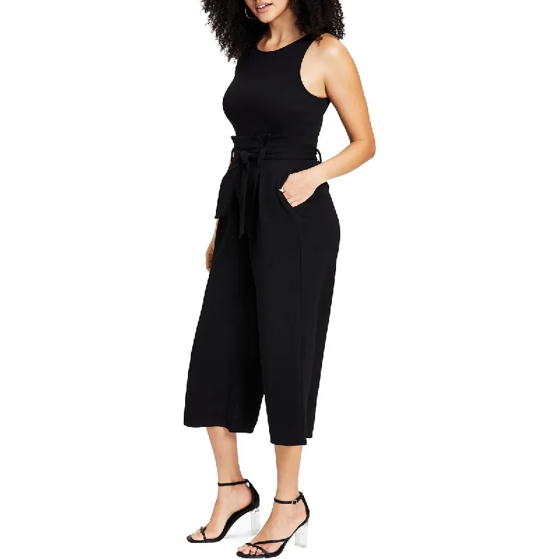 women's jumpsuits for petite womenBar III Womens Petites Jumpsuit Tie Front