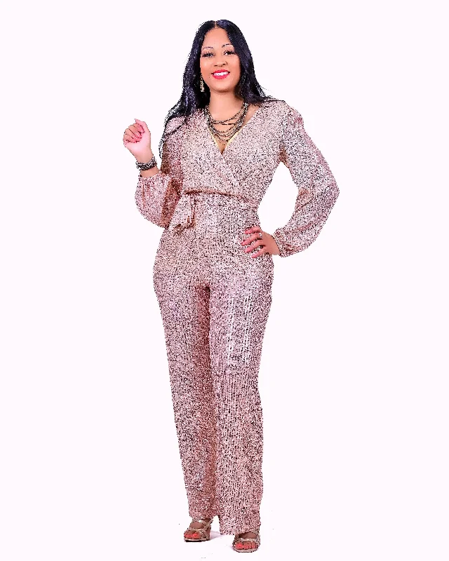 women's jumpsuits made of chiffonBedazzled Jumpsuit Gold