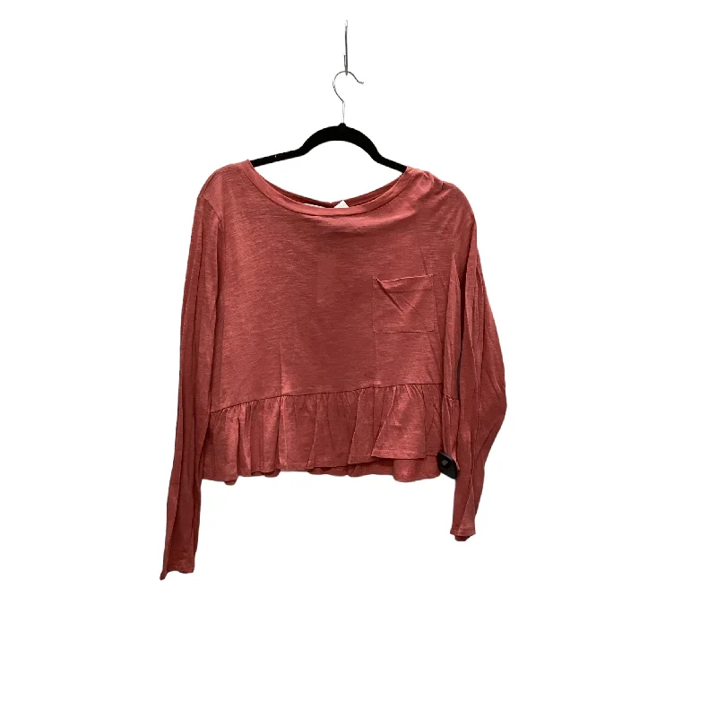 women's long sleeve tops with sheer sleevesTop Long Sleeve By Francesca's In Pink, Size: L