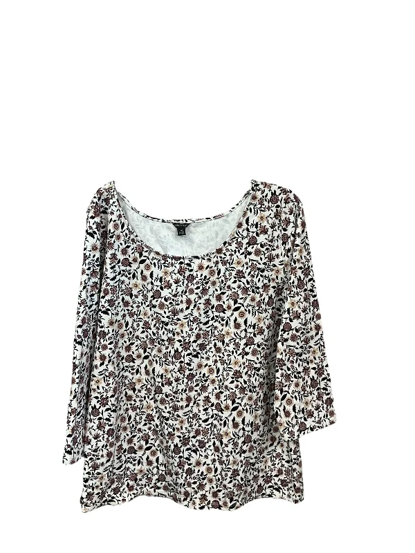 women's long sleeve tops made of woolTop Long Sleeve By Ann Taylor In Floral Print, Size: Xxl