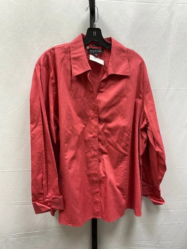 women's long sleeve tops with bohemian vibesTop Long Sleeve By Jones New York In Red, Size: 3x