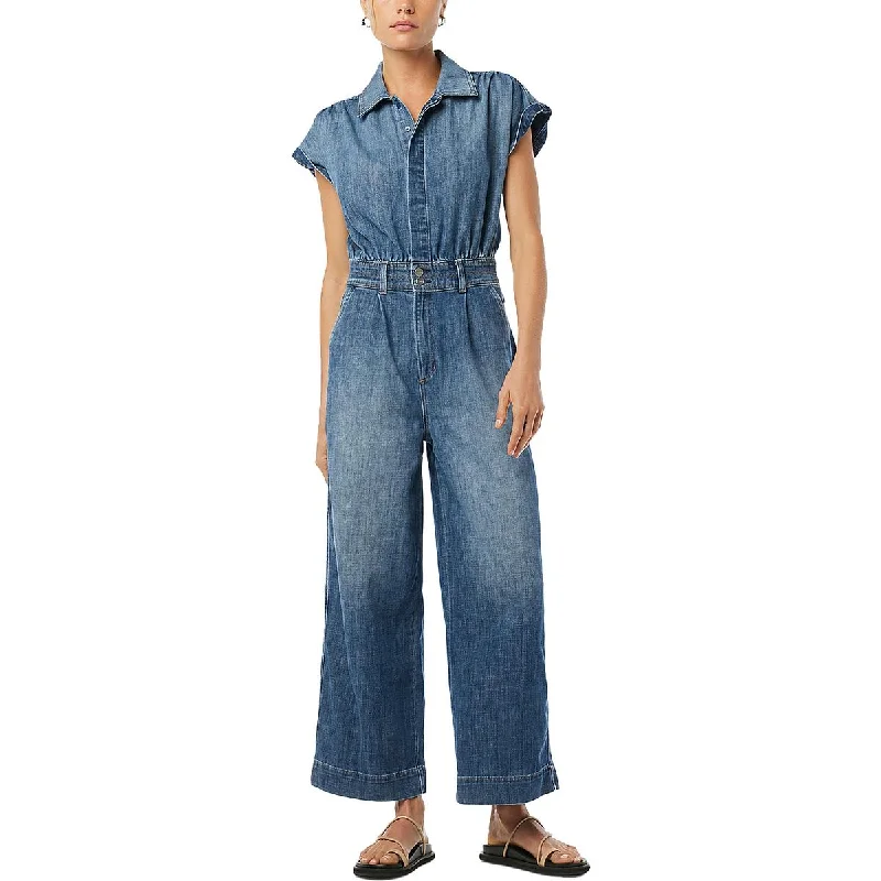 women's jumpsuits for laid-back looksJoe's Womens Short Sleeve Button & Zip Front Closure Jumpsuit