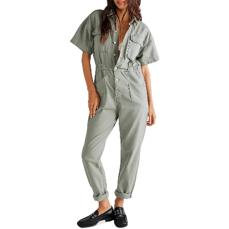 women's jumpsuits for moisture-wicking materialsWe The Free Womens Marci Collar Short Sleeve Jumpsuit