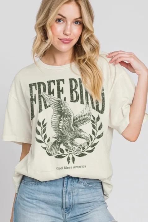 women's tops for statement-making outfitsGreen Free Bird Tee