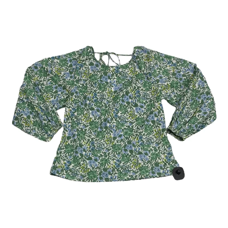 women's long sleeve tops made of synthetic fiberTop Long Sleeve By J. Crew In Floral Print, Size: Xs