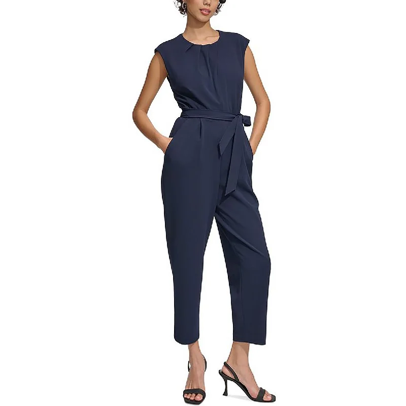 women's jumpsuits made of denimCalvin Klein Womens Pleated Sleeveless Jumpsuit