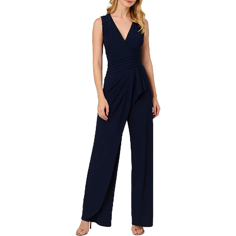 women's jumpsuits with halter necksAdrianna Papell Womens Pintuck Wide Leg Jumpsuit