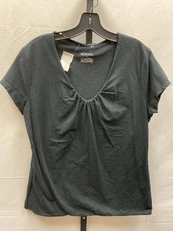 women's T-shirts with pastel colorsBlack Top Short Sleeve Basic Merona, Size Xl