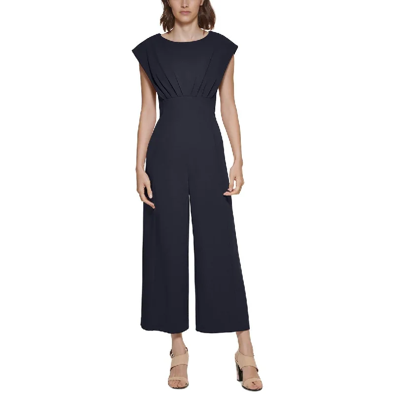 women's retro jumpsuitsCalvin Klein Womens Petites Gathered Sleeveless Jumpsuit