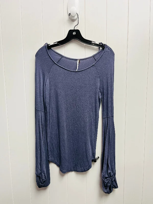 women's long sleeve tops with bohemian vibesTop Long Sleeve By Free People In Blue, Size: L