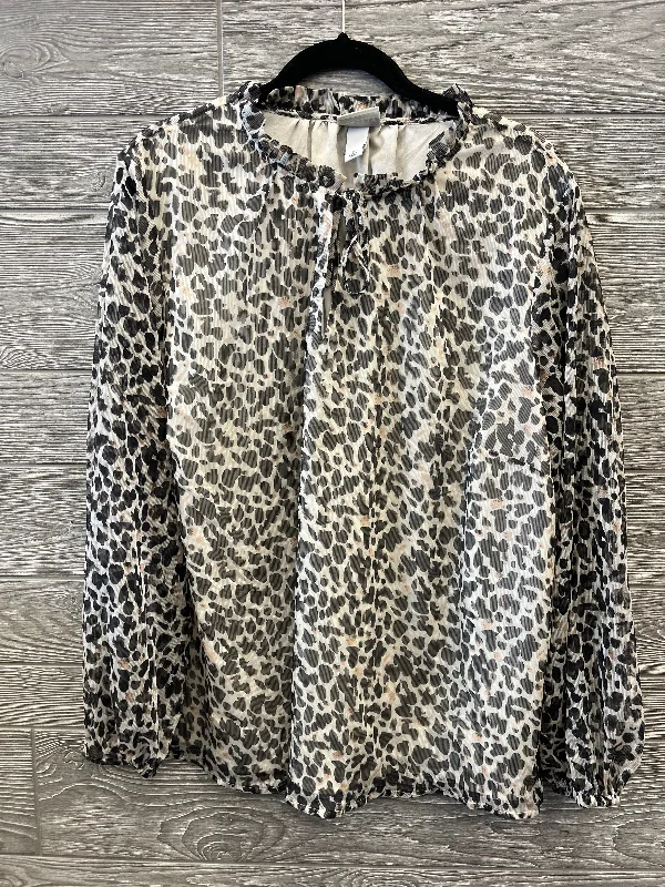 high-quality women's long sleeve topsTop Long Sleeve By Ava & Viv In Animal Print, Size: 2x