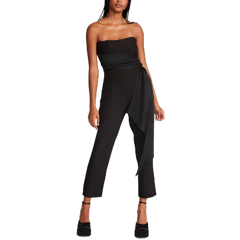 women's jumpsuits with buttonsSteve Madden Womens Harlen Georgette Smocked Jumpsuit