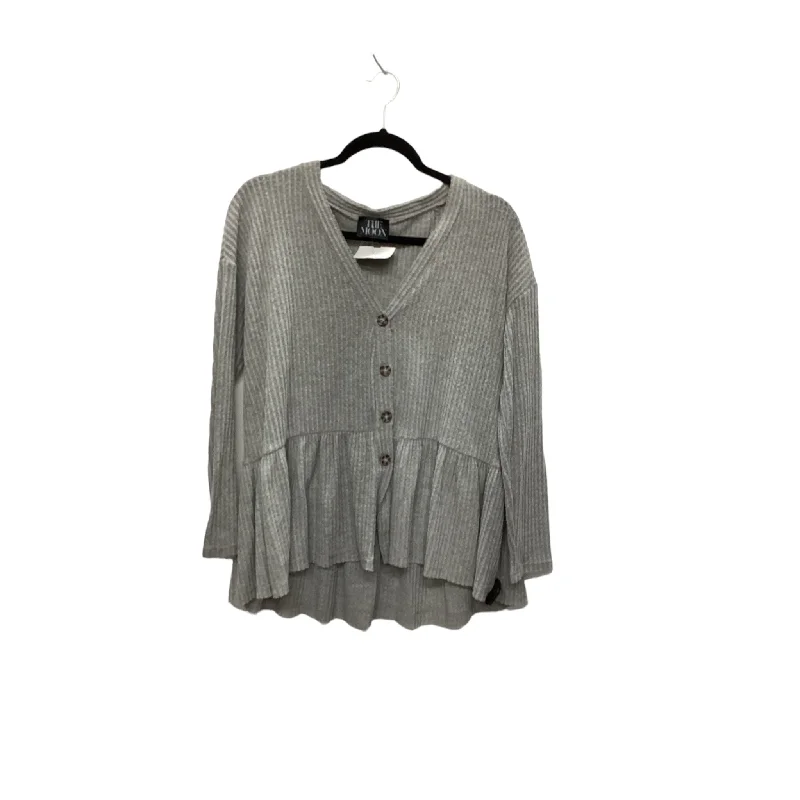 women's long sleeve tops with lace-up backsTop Long Sleeve By Clothes Mentor In Grey, Size: M