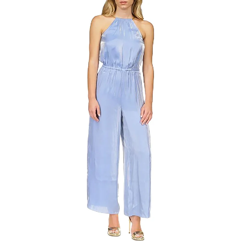 women's jumpsuits with short sleevesMICHAEL Michael Kors Womens Halter Pleated Jumpsuit