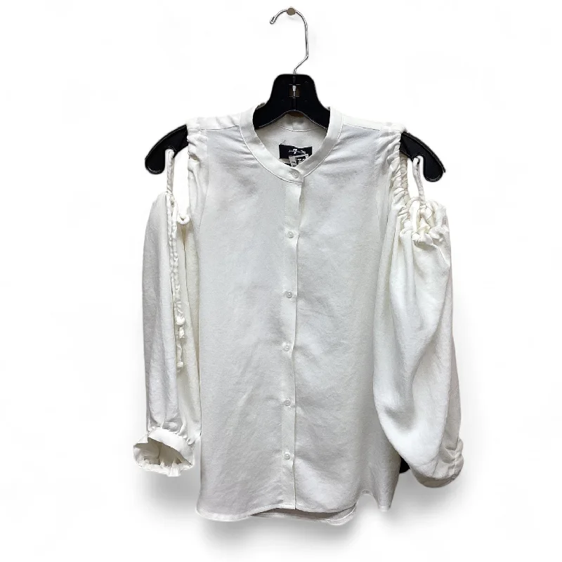 women's long sleeve tops with thermal liningTop Long Sleeve By 7 For All Mankind In White, Size: S