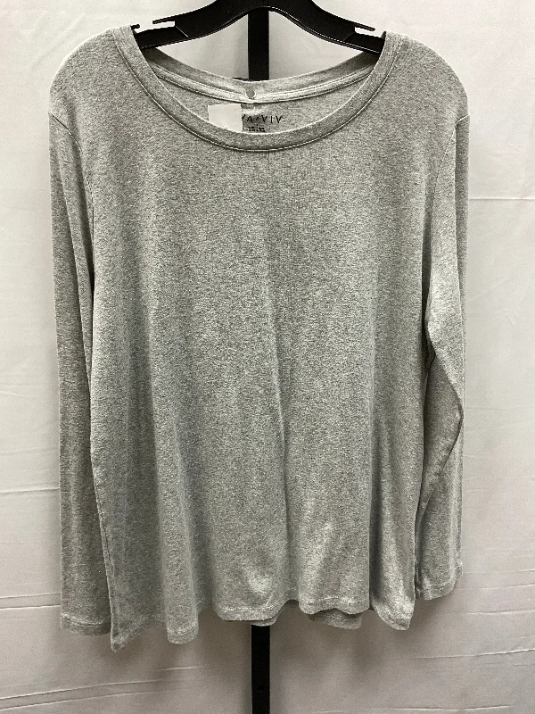 designer women's long sleeve topsTop Long Sleeve Basic By Ava & Viv In Grey, Size: 1x