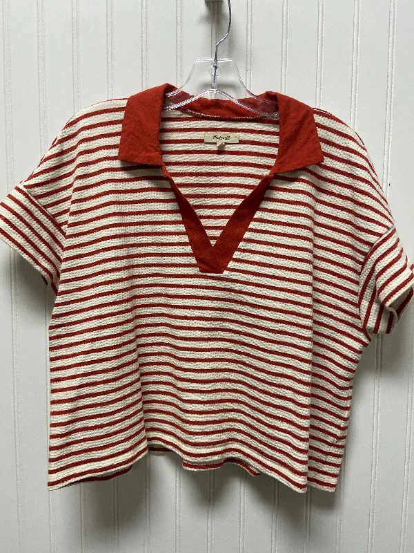 women's T-shirts with personalized messagesStriped Pattern Top Short Sleeve Madewell, Size L